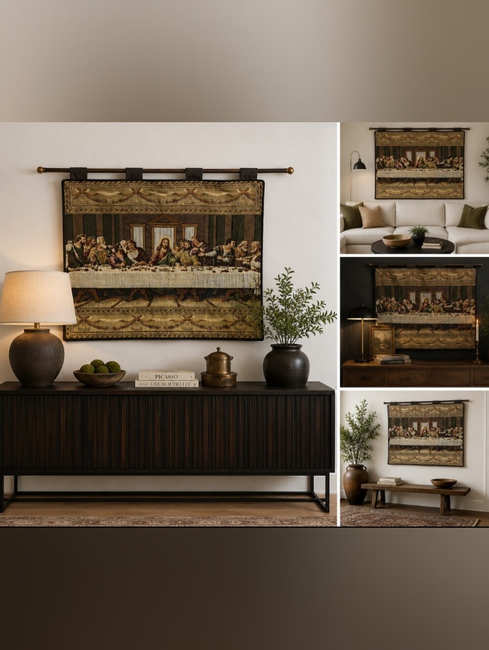 Vintage Last Supper Tapestry Wall HangingBeautiful vintage woven tapestry featu